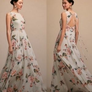 JENNY YOO LIZ FLORAL CUTOUT GOWN DRESS